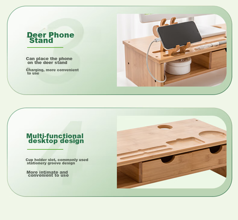 Beifang (Befon) Computer Monitor Riser with Three Drawers, Laptop Stand, Storage Rack, Monitor Stand, Multifunctional Computer Base 72754 8