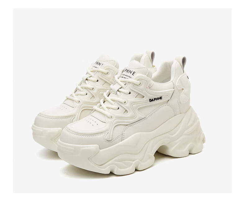 DAPHNE Thick-Soled Height-Increasing Dad Sneakers for Women, Versatile Fashionable Casual Shoes, Style 4623101103, Black, Size 39 20