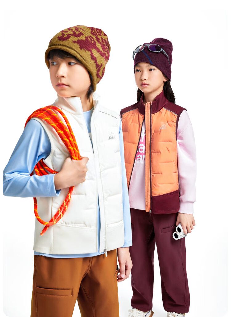 Annil Children's Clothing, Boys And Girls Stand-Collar Lightweight down Vest, 2024 Winter New Casual Patchwork Warm, Oak Brown, Size 160 3