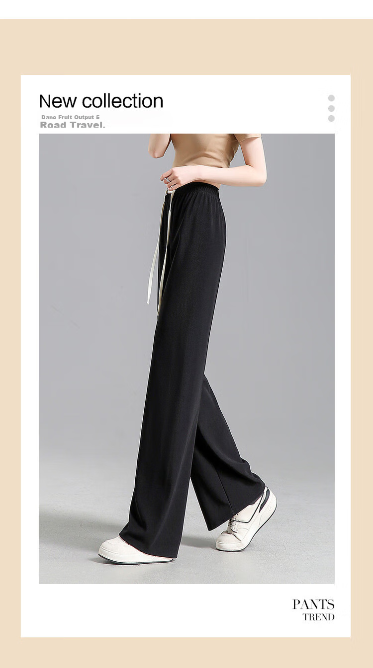 Dme [Refined Light Urban Draping Pants] Spring And Autumn Lightweight Elastic Waist Long Pants for Women, Casual Trousers 2