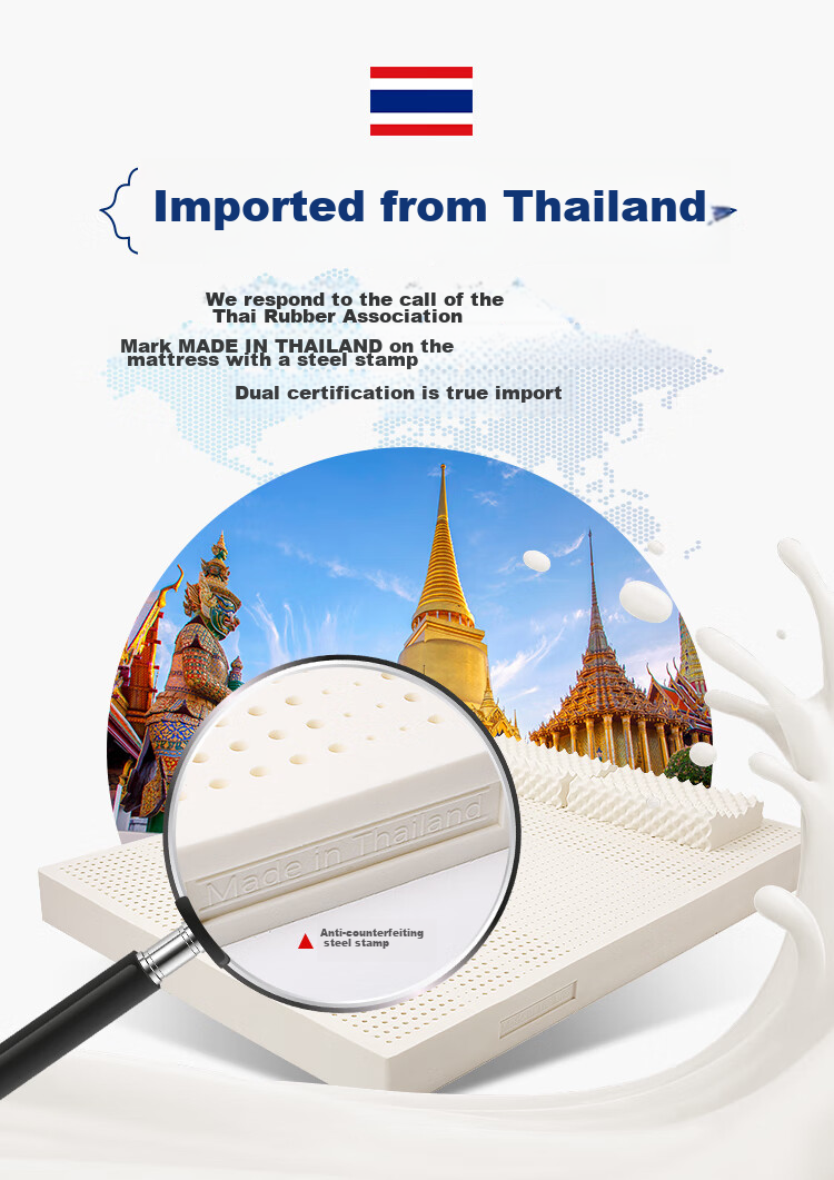 Jinxiangshu Natural Latex Mattress, Imported from Thailand, Home Use, Spine-Friendly, Double Size 1.8*2 Meters, Medium Firm 5