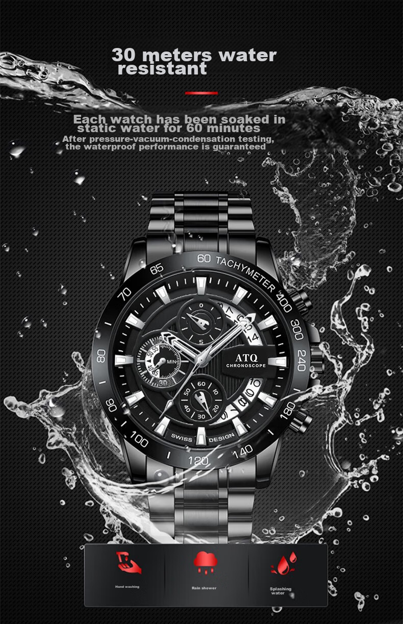 ATQ Celebrity Endorsed Black Knight Men's Casual Business Quartz Watch, New Year Valentine's Day Gift for Boyfriend Or Husband 9