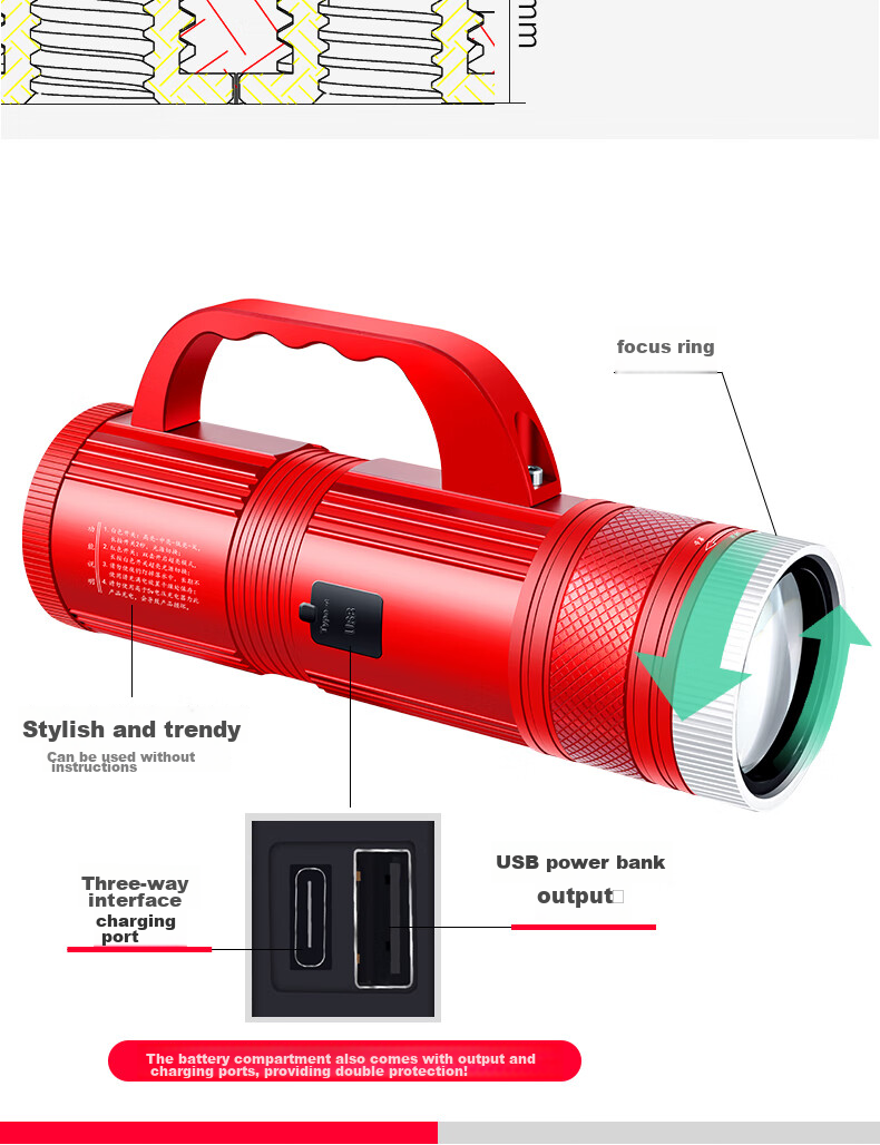 Hana Underwater Fishing Light Night Fishing Lamp Outdoor Rechargeable High Brightness LED Flashlight with Long Battery Life 9