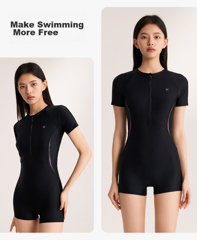 Keep Women's Professional One-Piece Swimsuit, Training Conservative Plus Size Hot Spring Swimwear, 600 Black M 15
