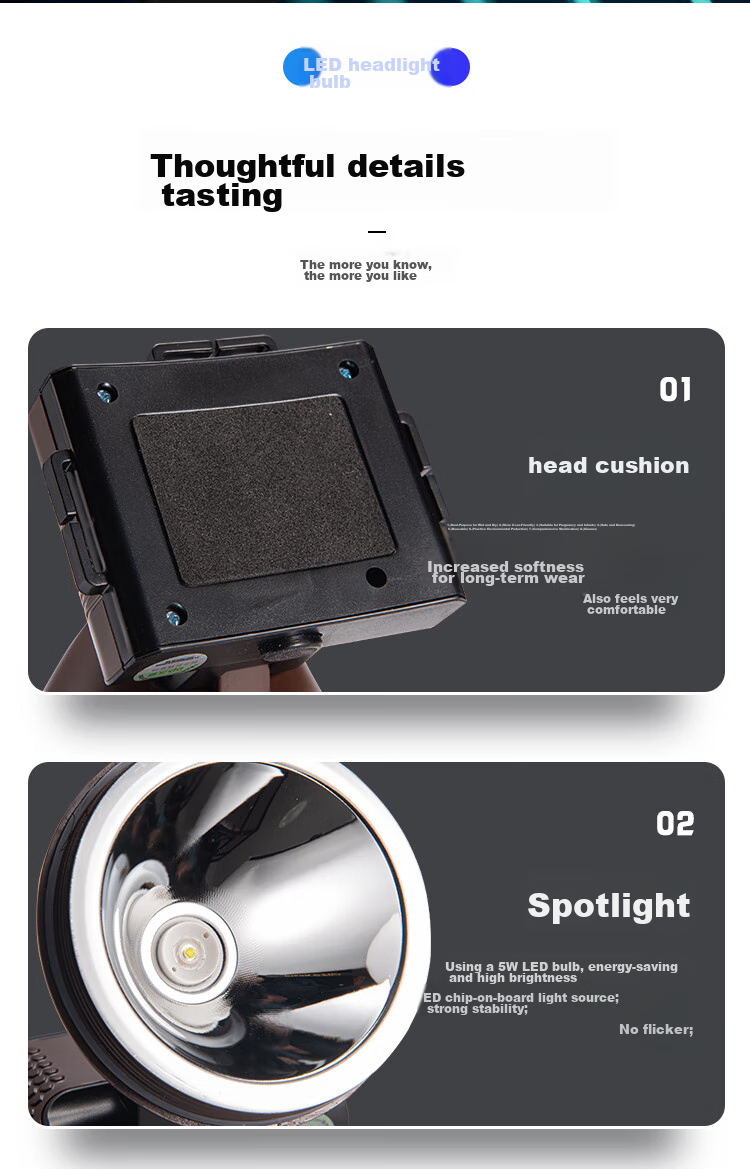 DP LED-7082S Lithium Battery Headlamp, Rechargeable Outdoor Lighting Fishing Lamp, High-Intensity Long-Range Head-Mounted Mining Lamp 9