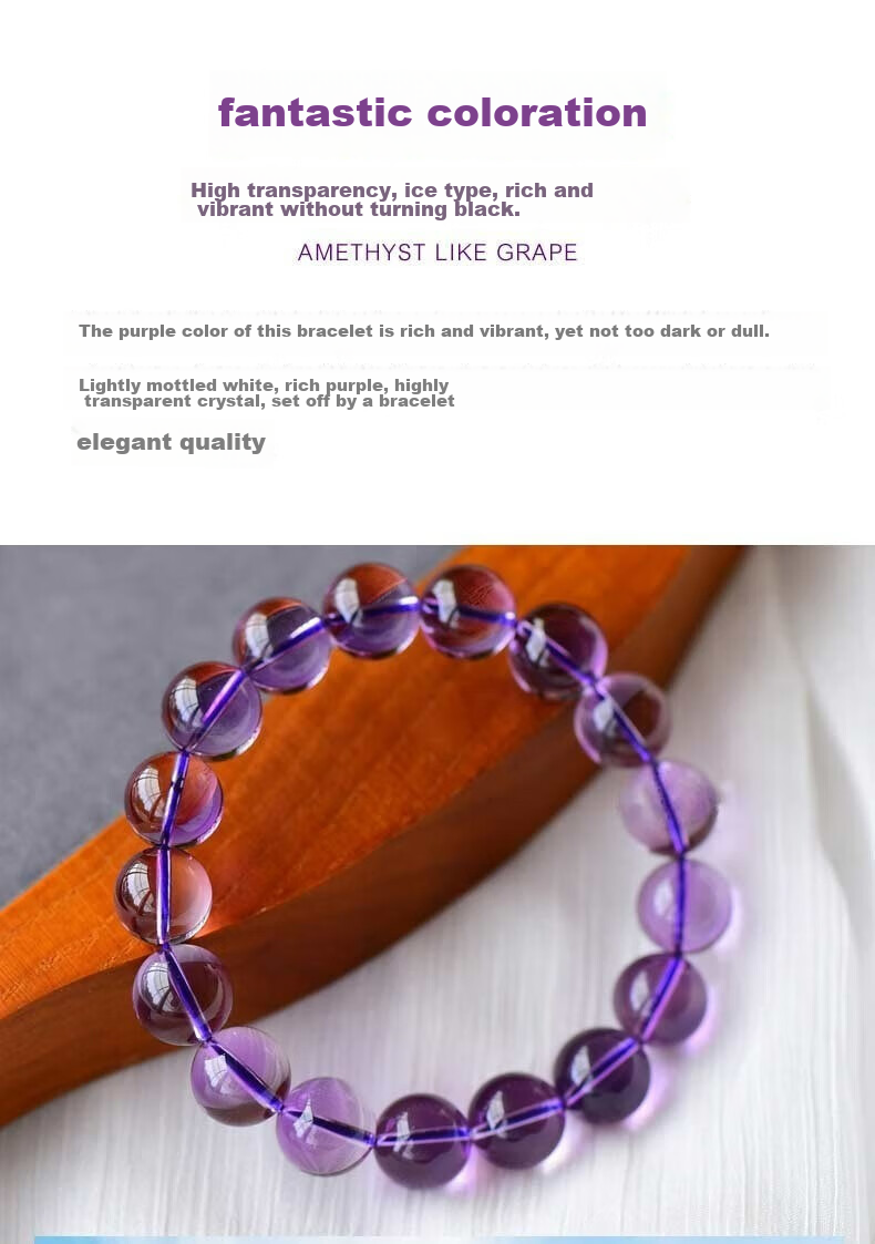 Yuyouqing [Passing The Exam Transfer] Natural Amethyst Bracelet for Men And Women, Emotional Stability Wisdom Wealth-Attracting Beaded Bracelet, Gift for Boyfriend Girlfriend 6