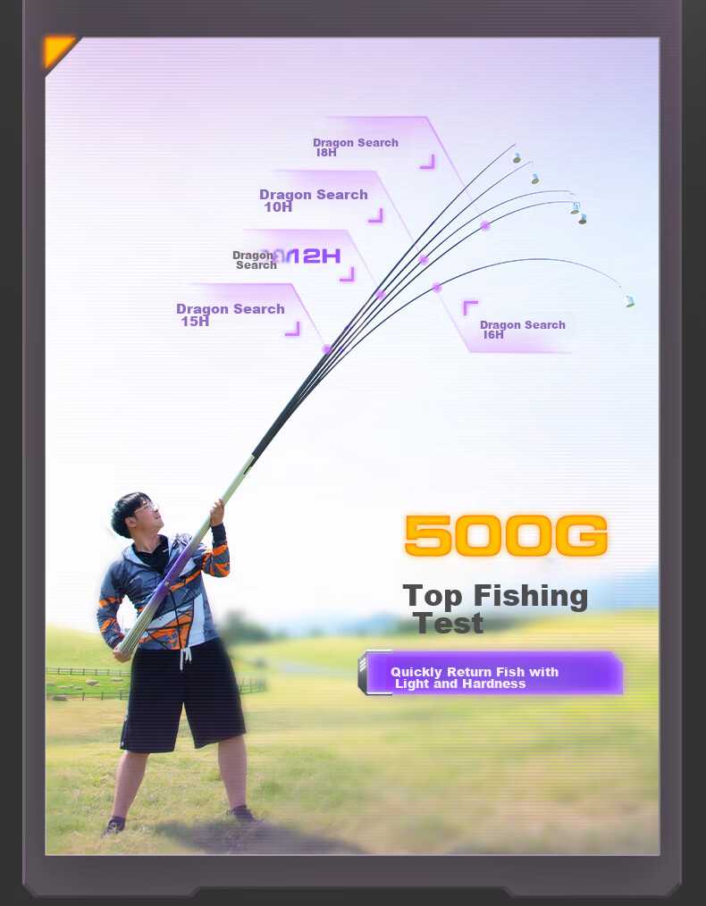 JIADIAONI Demon Hunting Dragon 2.0 Black Pit Fishing Rod Special Fly Strike Hand Rod Tilapia Carp Fishing Rod Competitive Fishing Rod 6H 3.0m 6