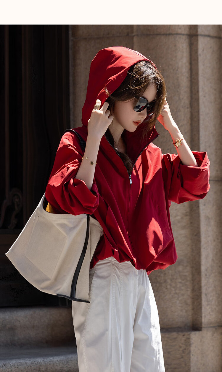 Dme [Dare to Act] Spring And Autumn High-Tech Triple-Protection Hooded Elegant Pleated Petite Short Women's Jacket 16