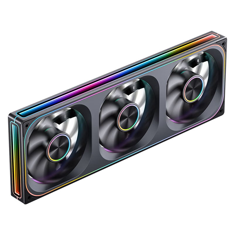 JONSBO ZA-360B ARGB Version Black 12CM*3 Case Fans (Four-Sided Integrated Mirror Effect/3-In Aluminum Logo/PWM Male And Female Connectors)