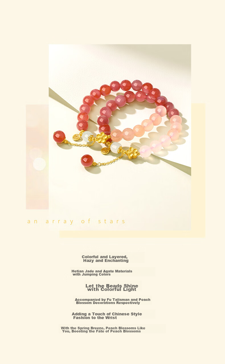 CHOW TAI SENG Peach Blossom Agate Bracelet, Silver Bracelet for Women, 2026 New Style, Graduation Birthday Gift for Ladies, Present for Girlfriend 3
