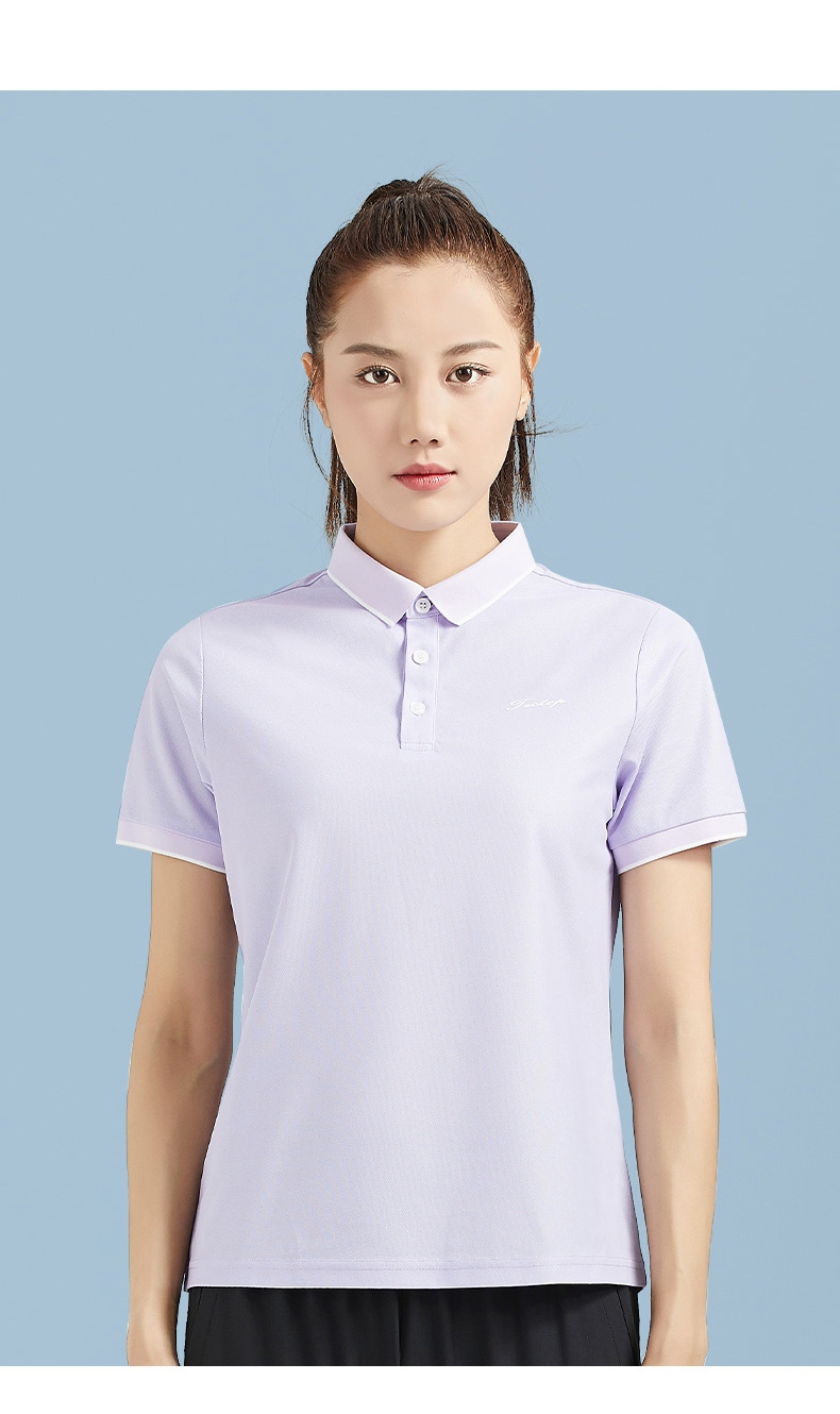 TECTOP Quick-Dry Shirt, Women's Outdoor Solid Color Stand-Collar Short-Sleeve Sports Polo Shirt, Moisture-Wicking Casual T-Shirt DJB623006, Women's Light Pink 2XL 19