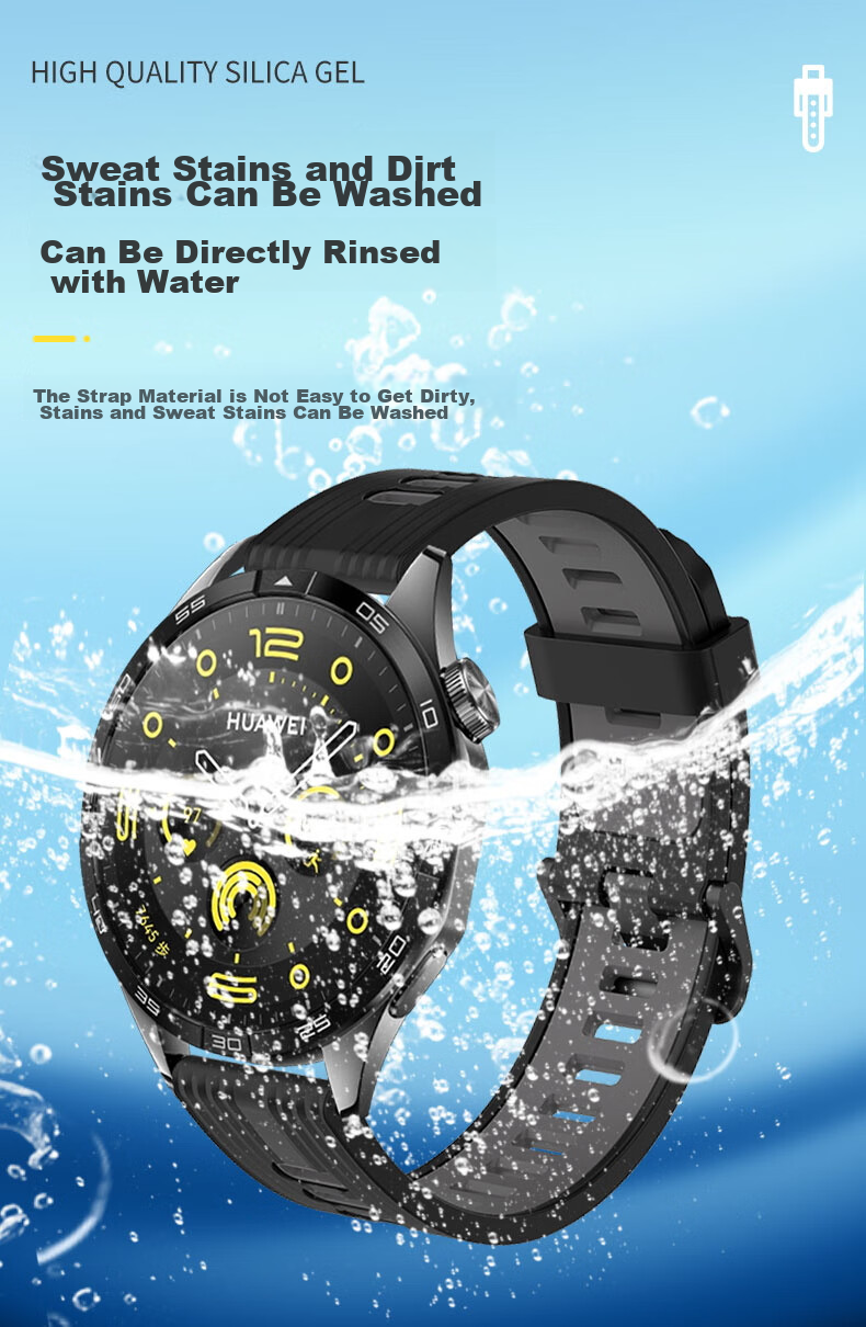 KMaxAI Compatible Silicone Watch Band for Huawei Watch GT6/5 46mm, Contrasting Color Watch GT4/3/2 Pro Dopamine Sports Watch Strap, Fresh Replacement Wristband, Black And Gray 13