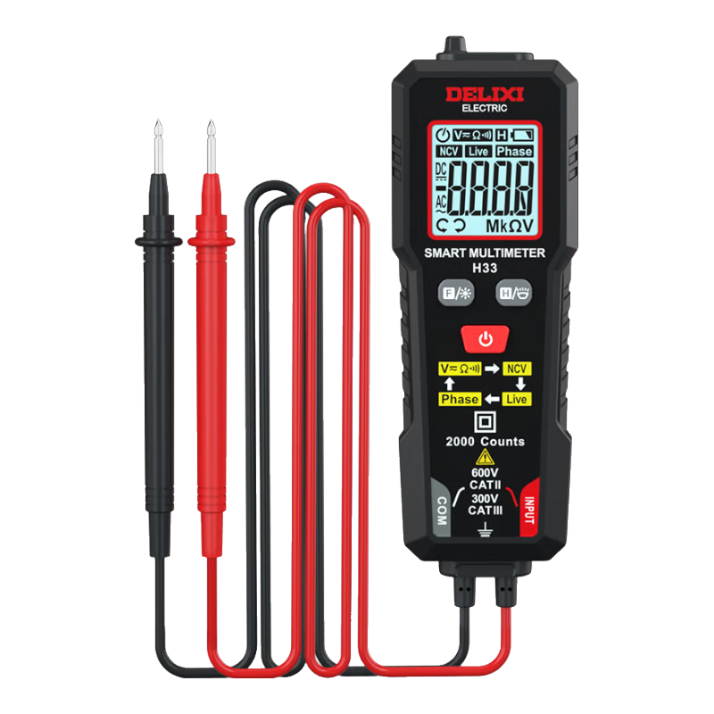 DELIXI ELECTRIC Mini Smart Digital Multimeter with NCV Detection H33 for Home Use
