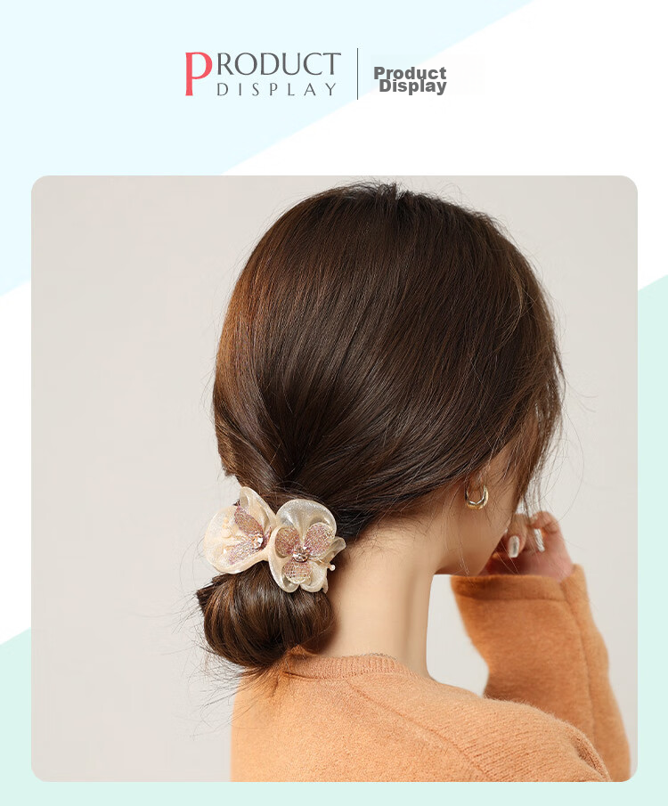 CHIMERA Organza Hair Tie, Back of Head Hair Clip, Hair Flower, Hair Accessory, Hair Barrette, Women's Mid-Autumn Festival Gift 15