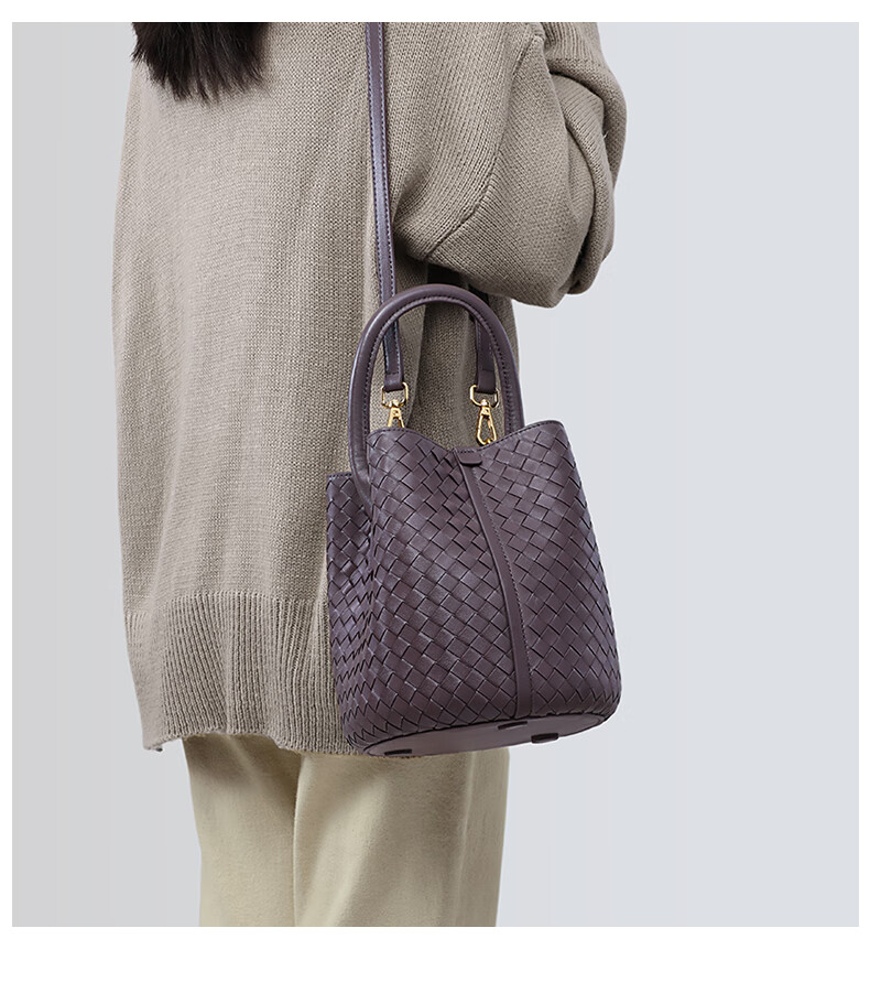 Viney Leather Bucket Bag Brand Handbag, Women's Light Luxury Crossbody Shoulder Bag, Practical Birthday And Mother's Day Gift for Mom 9