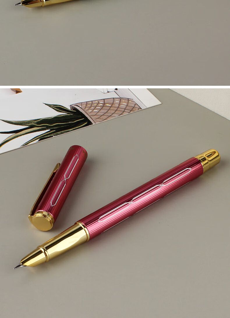HERO 369 Erasable Steel Nib Iridium Student Fountain Pen with 10 Ink Cartridges, Fine Nib, Qingmei Zhujiu Design 10