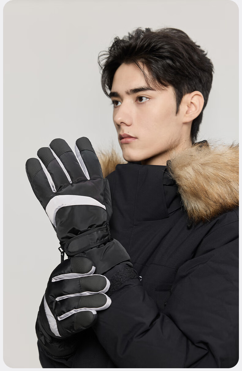 MISSION UV Ski Gloves for Men, Winter Thickened Fleece-Lined Windproof Cold-Resistant Water-Repellent Autumn Winter Cycling Touchscreen Warm Gloves 11