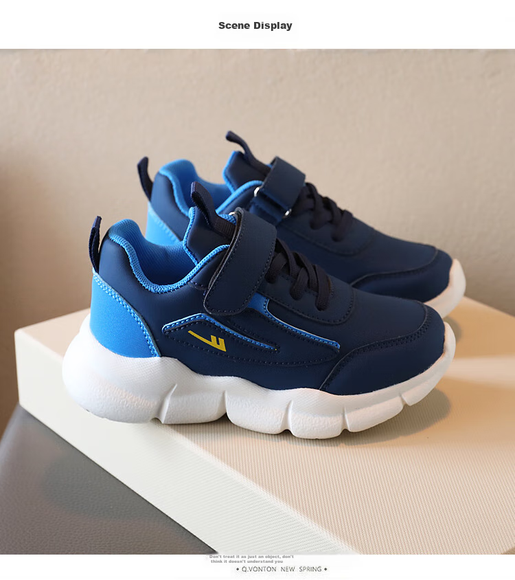 Warrior Children's Sports Shoes, Boys And Girls Running Shoes, Lightweight Casual Shoes, WZ-A888MJ, Navy Blue And Light Blue, Size 28 4