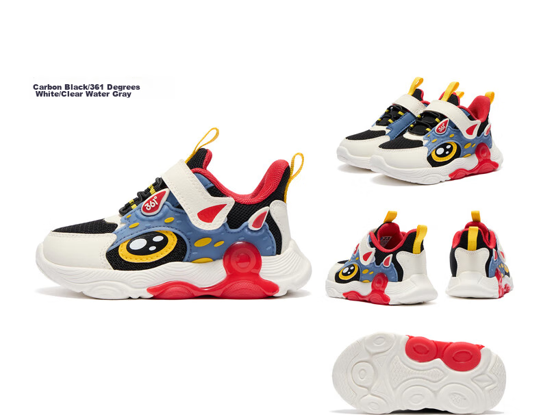 361° Children's Shoes, Kids' And Toddlers' Shoes for All Seasons, Boys And Girls, Bangtan Technology Lightweight Casual Shoes, Walking Shoes, Black Size 22 27