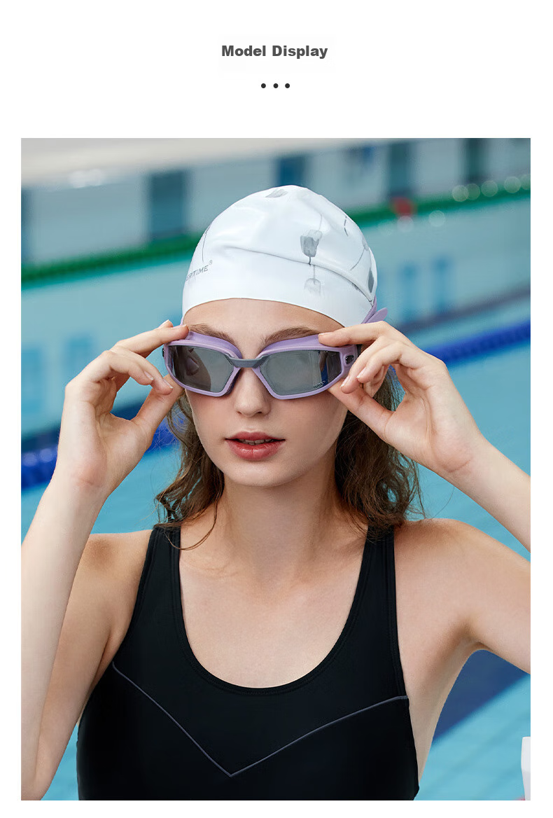 WATERTIME / Water Time Swimming Cap for Women, Non-Binding, Professional Silicone Waterproof Ear Protection, Printed Long Hair Swim Cap Equipment, Yuxiang Beauty 13