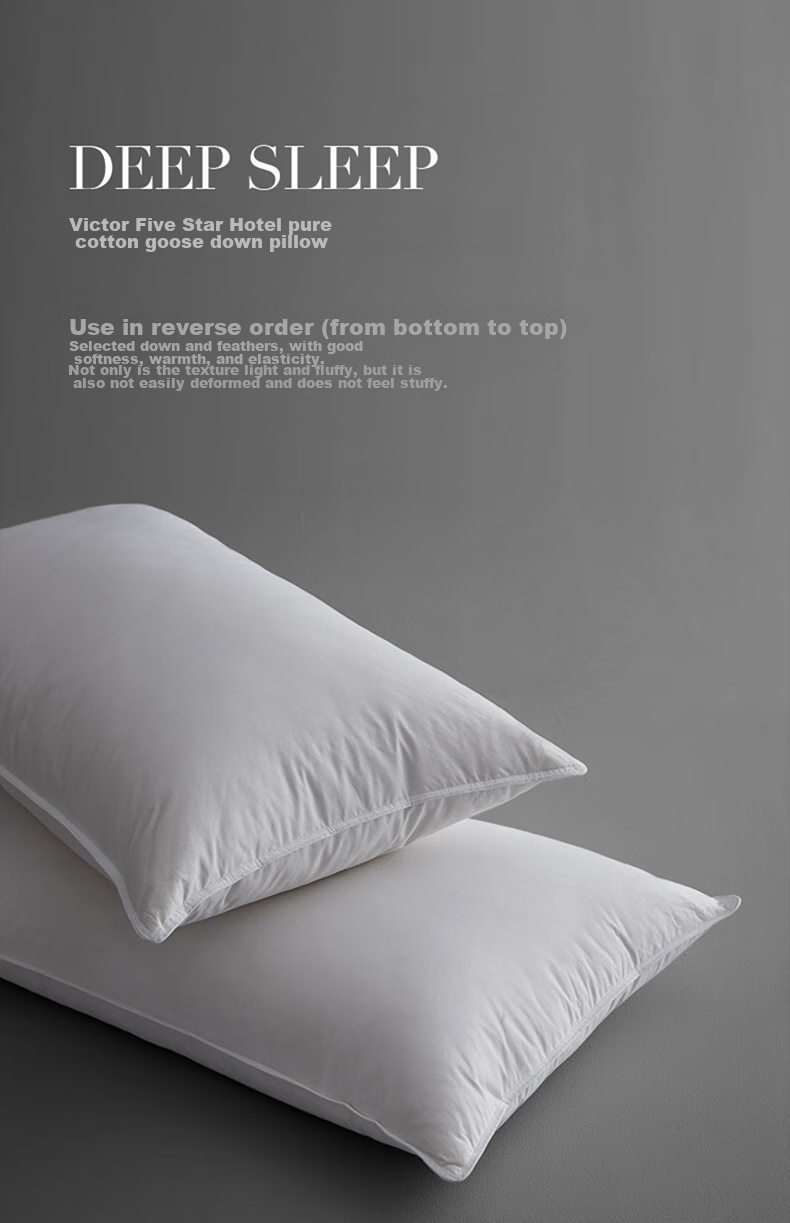 VCD Pillow, Five-Star Hotel Comfortable Feather Pillow, Soft Goose Down Pillow Core, White, Filled with 1.25kg, 74*48cm 1