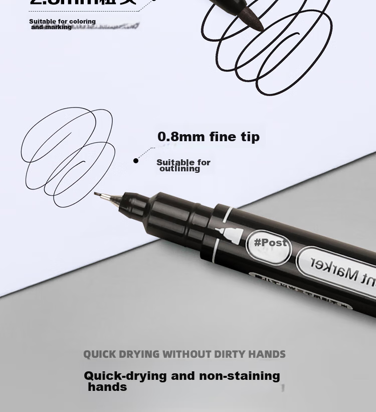 Mont Marte Yikou Series, Dual-Tip Markers Twelve-Pack, Art Student-Specific Black Outline Pens, Waterproof And Oil-Resistant, Quick-Drying Fine Tip Drawing Markers ATOD-CM1206 Art Sketching 5