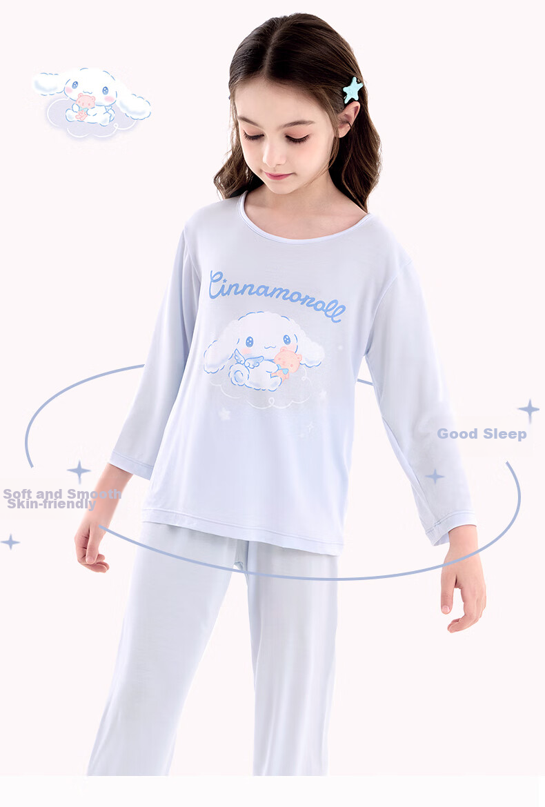 Hello Kitty Girls' Pajama Set Summer Stylish Children's Loungewear Big Kids Modal Air Conditioning Wear G002 Pink 150 4