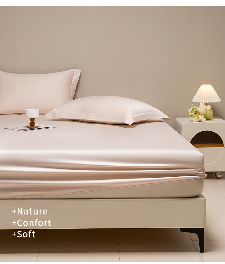 AMOR Antibacterial Class A, 100 Pieces, Satin Fitted Sheet, Single Mattress Protector Cover, Pure Cotton, Phantom Grey, 1.5x2 Meters 15