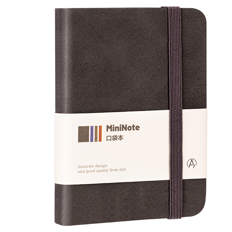 Deli A7/96-Sheet Portable Notebook Leather Cover Creative Pocket Mini Journal Black BP119
