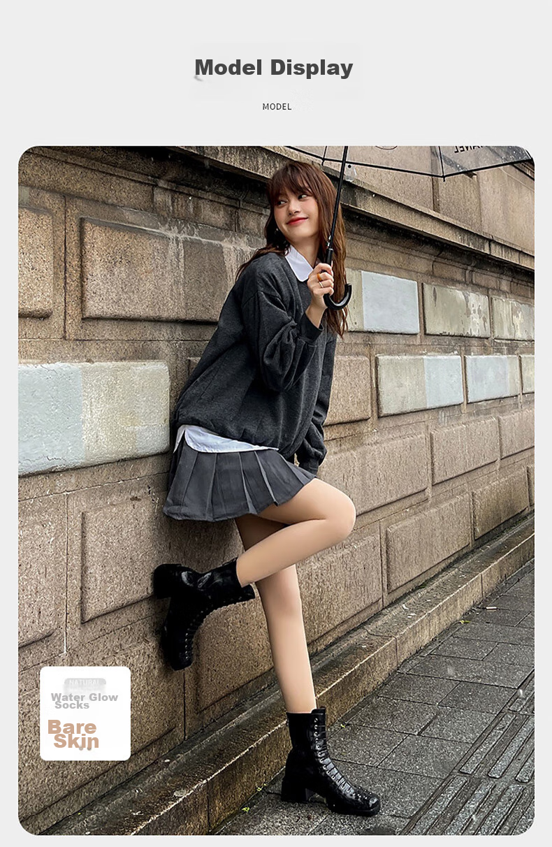 Langsha Women's Spring Autumn Thin Leggings Slimming Bare-Leg Effect Shiny Sheer Footed Tights Black 15