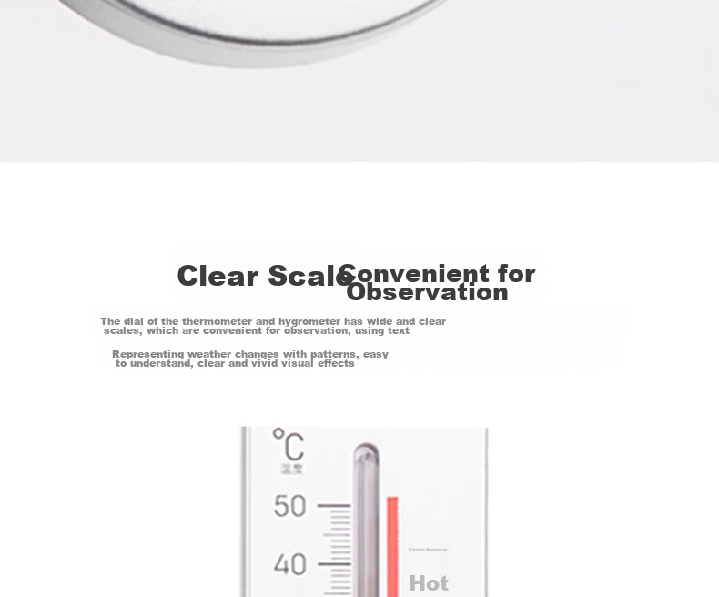 Deli Classic Wall-Mounted Thermometer, Home Indoor Temperature Gauge, Battery-Free Thermometer And Hygrometer, Silver, 9013 7