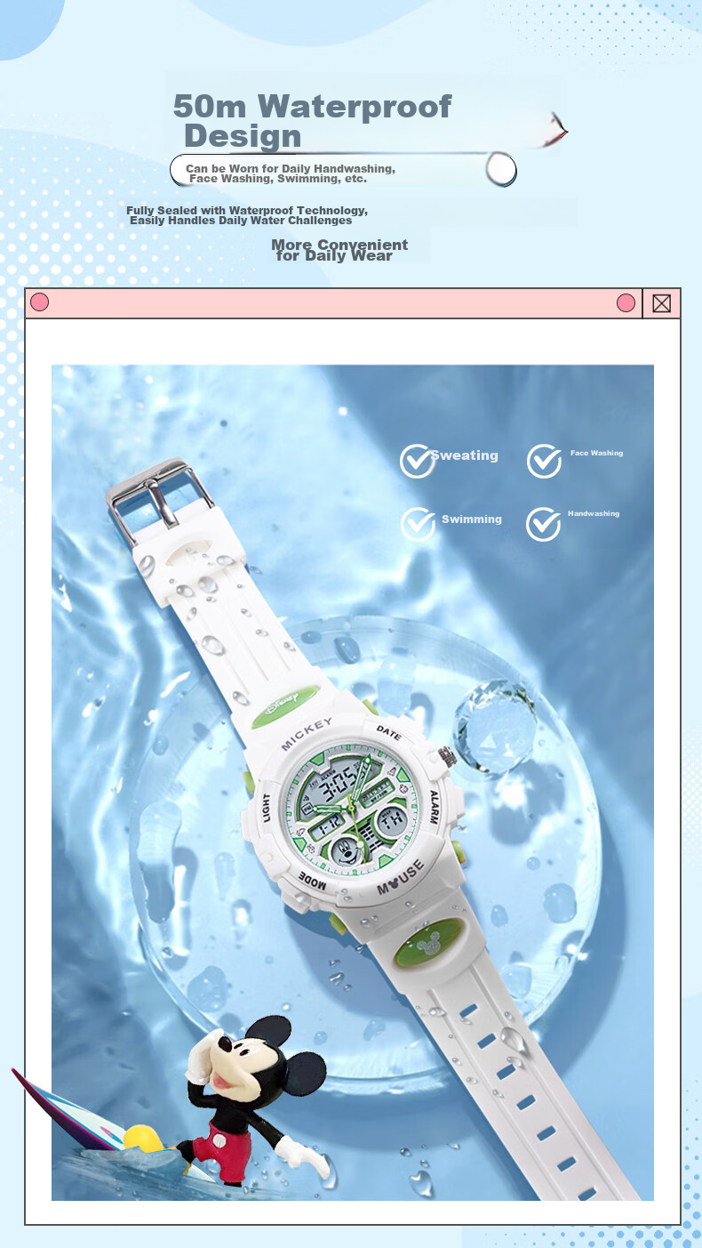 Disney Mickey Mouse Collaboration Exam-Specific Waterproof Sports Watch for Middle And High School Students, Children's Electronic Watch Only for Time Measurement 6