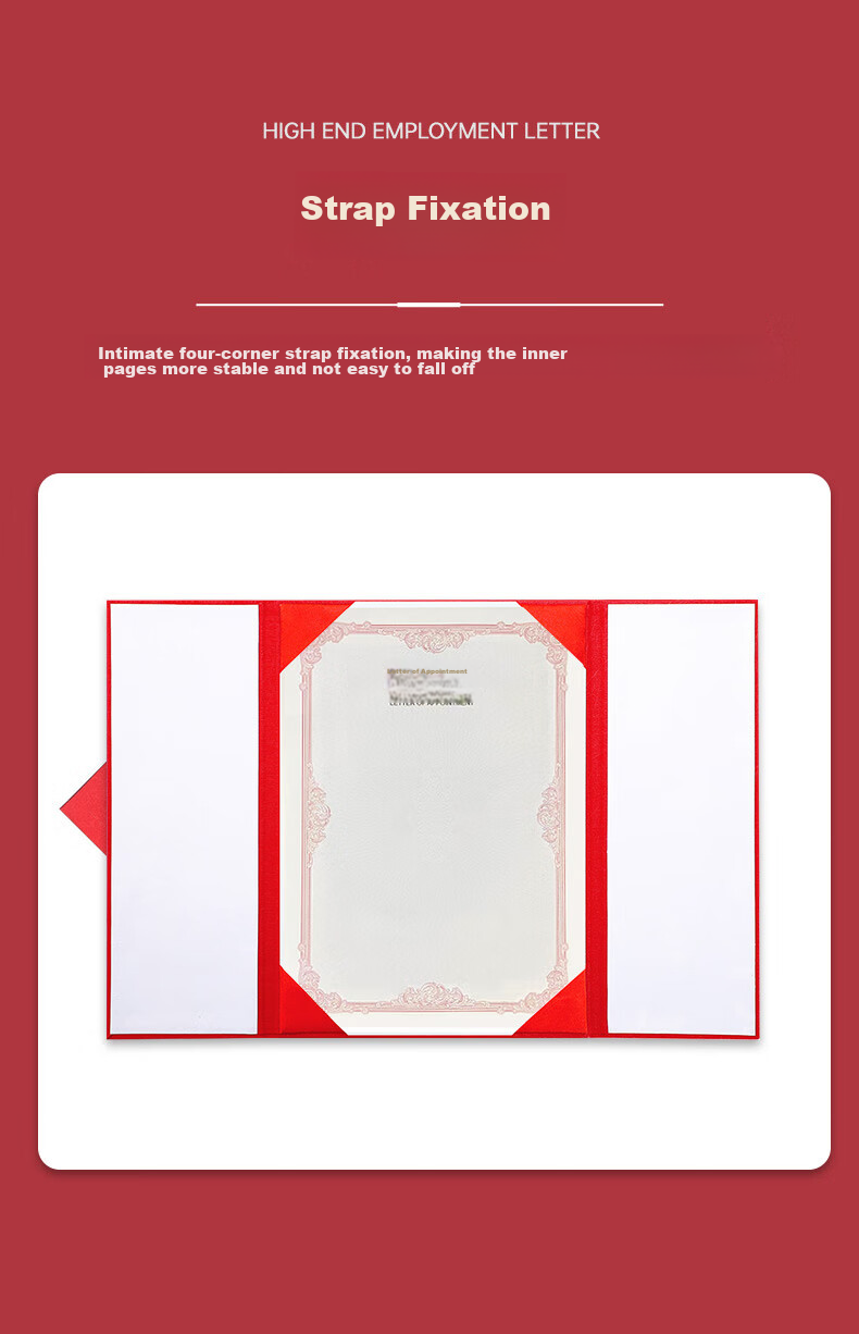 Befon A4/5 High-Quality Honor Appointment Letter, Tri-Fold Vertical Appointment Certificate, Commission Document with 6 Inner Pages, Printable Inner Pages, Red, 7342 6