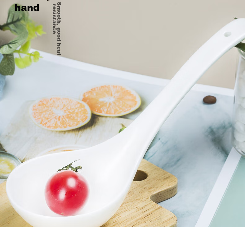 Sky Top Large Ceramic Soup Ladle Rice Spoon Dinner Spoon Bone China Pure White Household Tableware Maguo 1 Piece Set 3
