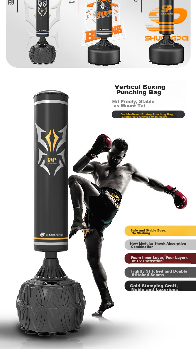 FEIERDUN FED Double-Plaque Boxing Sandbag, Freestanding Punching Target, Solid Sandbag, Home Fitness Equipment, Martial Arts Fighting, Sanda 4