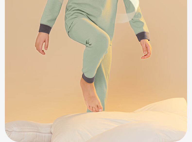 YING BO LUN Boys Thermal Warm Underwear Set Boys Pajamas Children's Autumn Clothes 81116 Medium Green 120 13