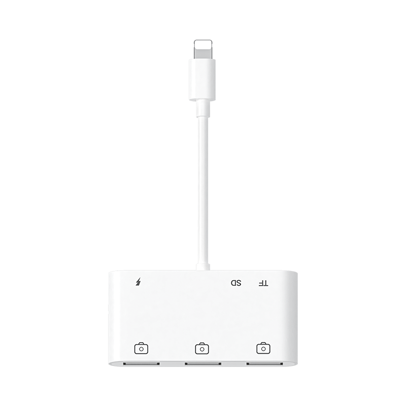 BIAZE Lightning to USB OTG Adapter, TF SD Card Six-In Converter, Apple Phone Adapter, Office External Keyboard And Mouse