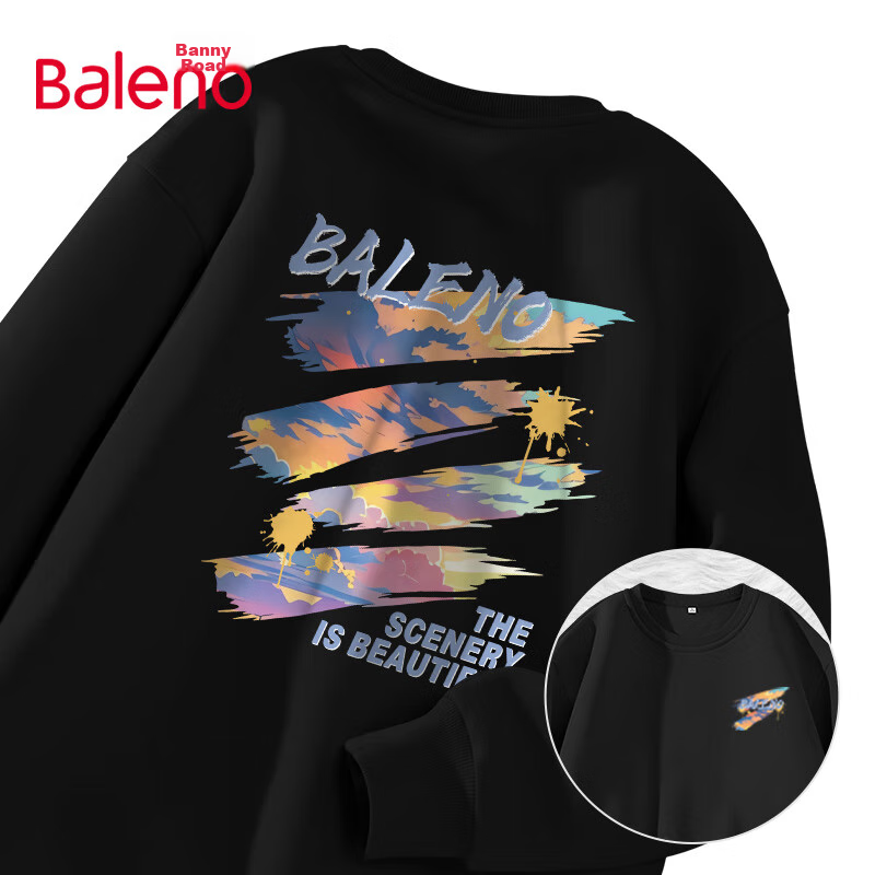 Baleno Sweatshirt for Men, Autumn Fashion Brand, Loose-Fitting Large Size, Casual Round Neck Top, Versatile Sports Jacket for Male Students And Me