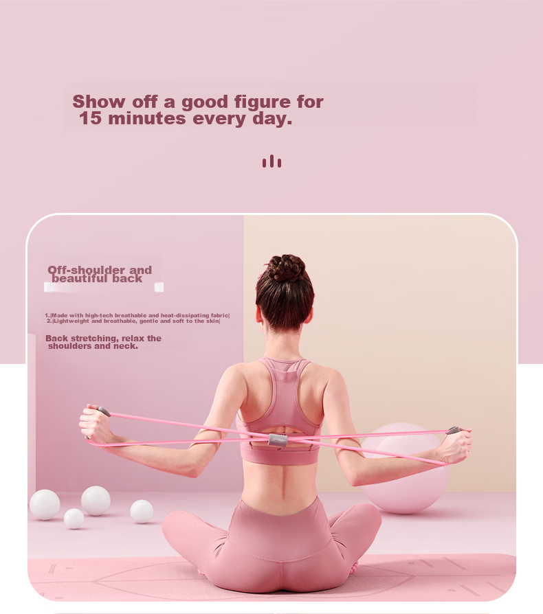 Li-Ning Elastic Band Fitness Figure-Eight Pull, Yoga Rope for Women's Back Stretching Equipment, Shoulder Opener And Chest Expander 17