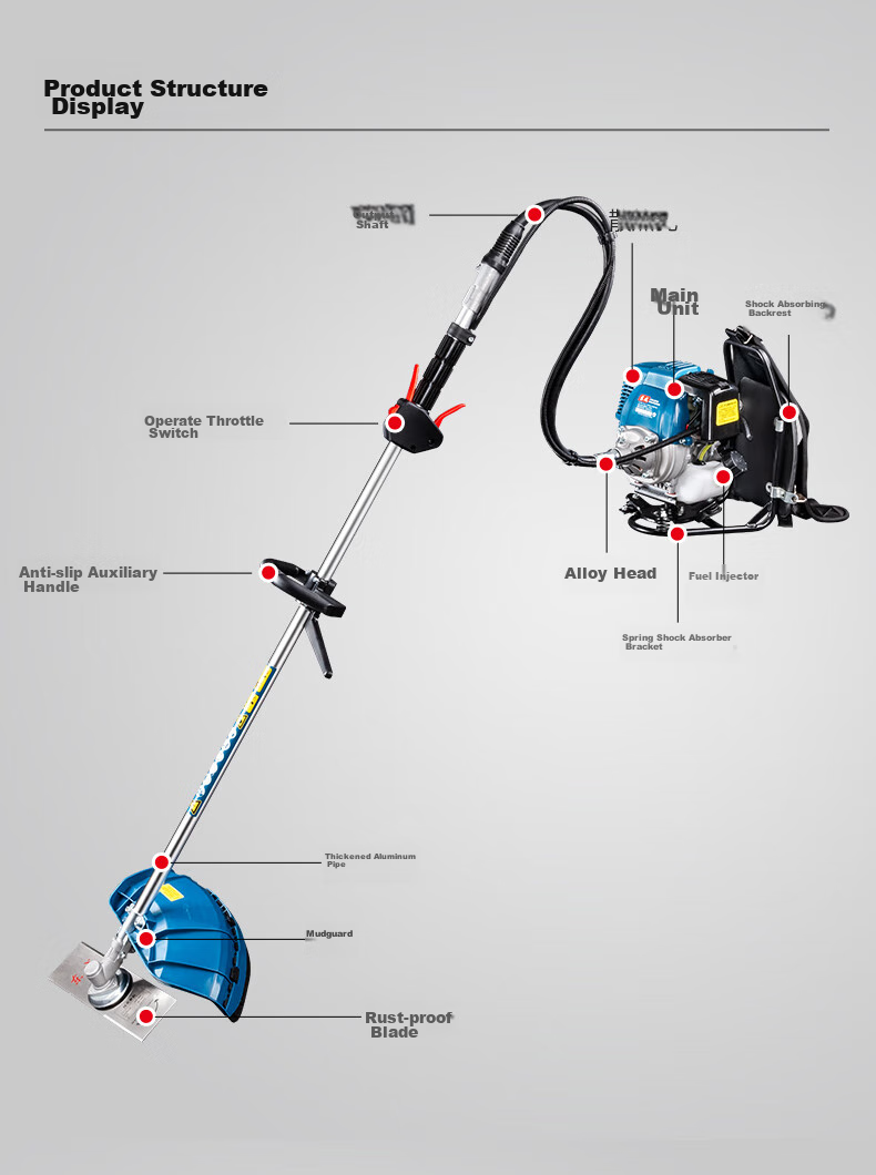 Dongcheng Four-Stroke Gasoline Lawn Mower FF-CXB-0.7KW Push Brush Cutter Grass Trimmer Sling Type Lawn Mower 9