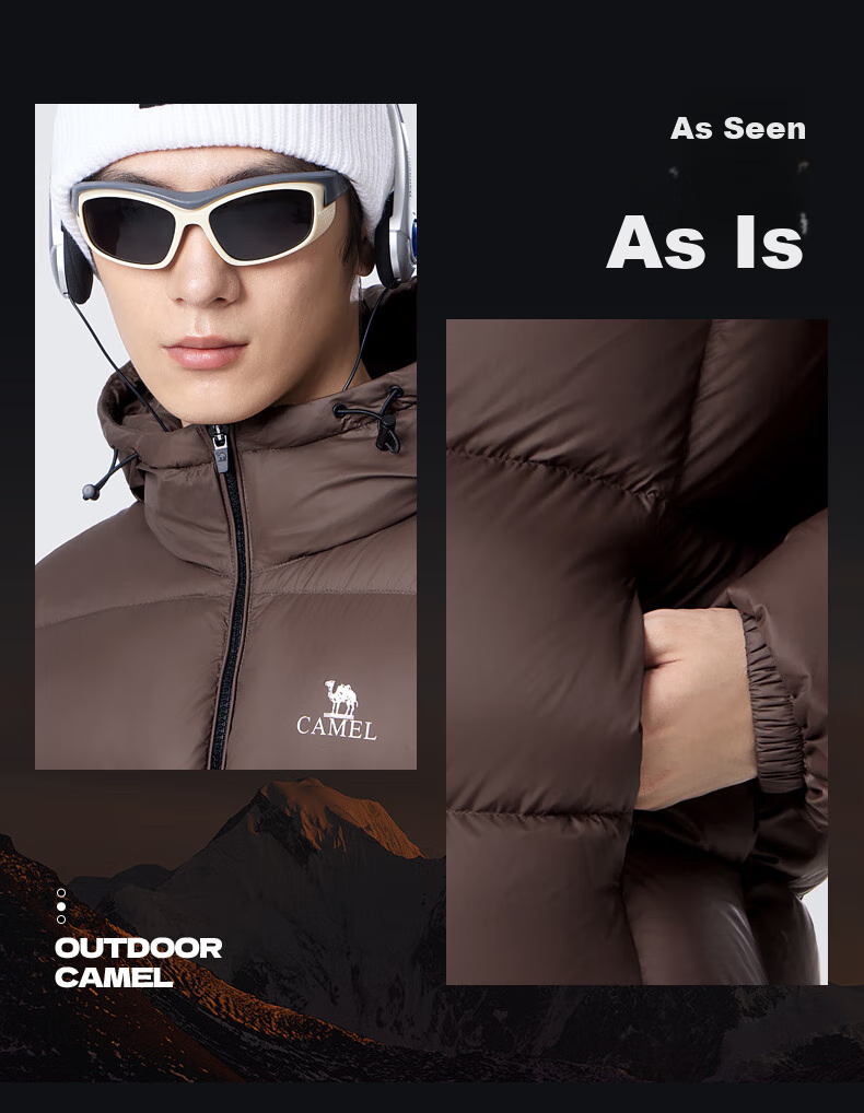 CAMEL Zhichun down Jacket for Men, Winter Thick White Duck down, Couple's Puffer Coat, Warm Outerwear M33CR07131 15