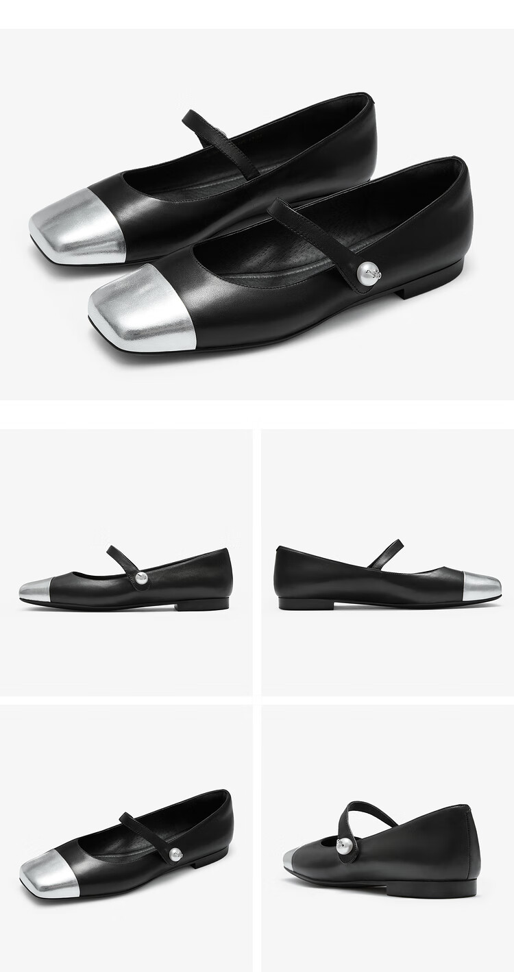 Le Saunda 2025 New Ballet-Inspired Chanel-Style Low-Heel Mary Jane Women's Flats 14601, Beige + Light Gold OWK, Size 39 4
