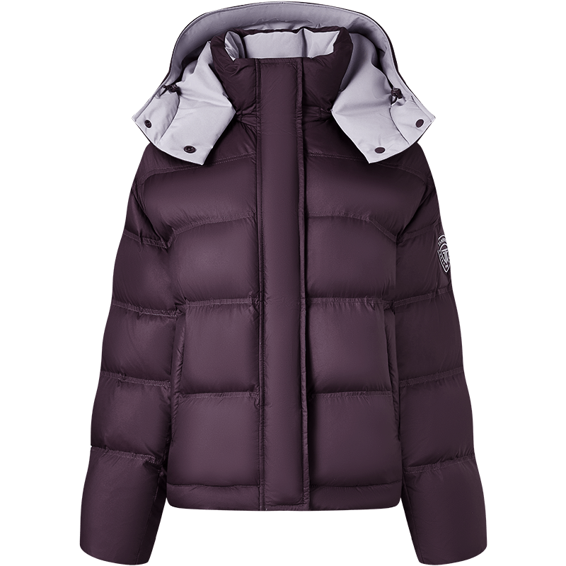 Tanboer Women's Short Down Jacket Fashion Trendy Detachable Hood Versatile Warm Coat 550388T Starry Purple Size 160