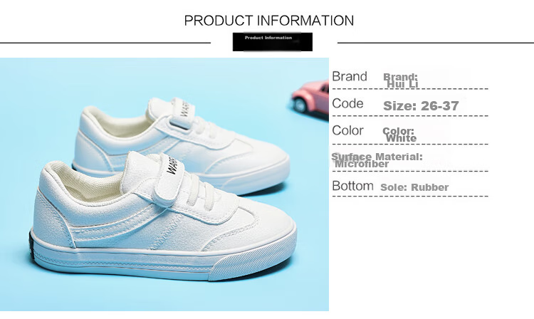 Warrior Children's White Sneakers with Velcro, Boys And Girls Casual Sports Shoes TH17-007 White Size 28 2