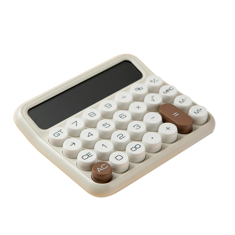 COMIX Calculator, Sugar Bean Dot Computer for Office And Accounting, 12-Digit Wide Screen Desktop Calculator Gift, Milk Tea Color C-2023
