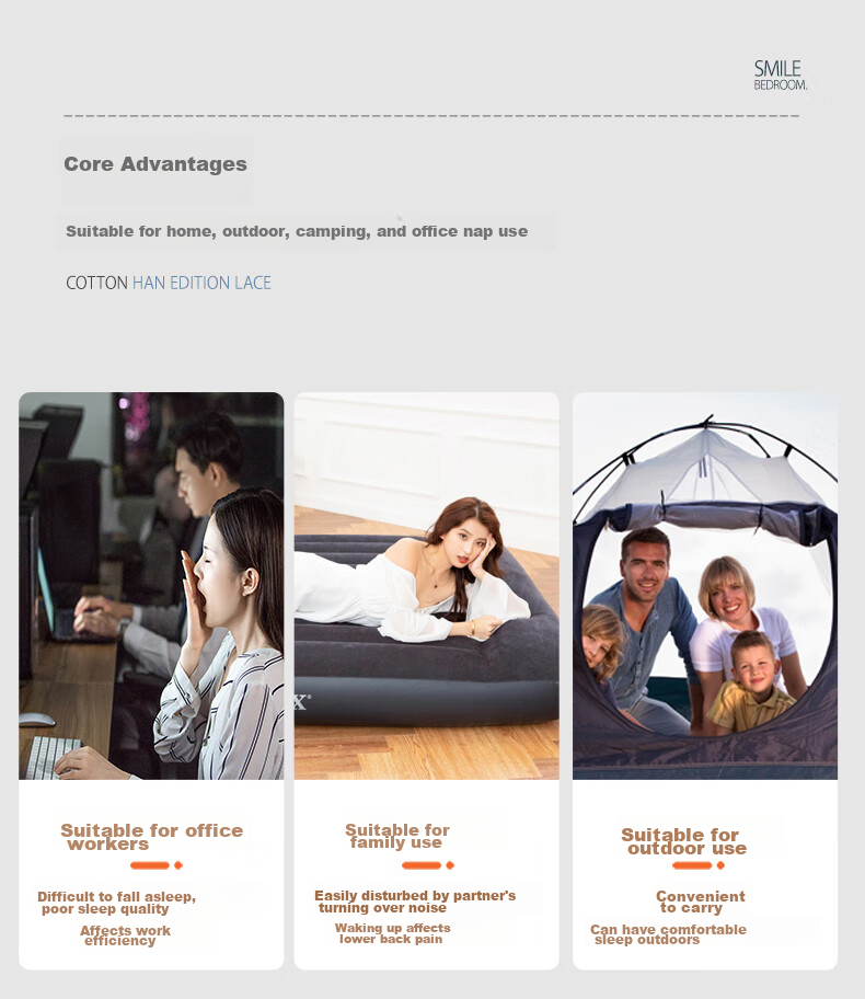 INTEX Dream Green Double Inflatable Mattress, Home Sleeping Pad, Camping Emergency Single/double Folding Bed, 64734W 2