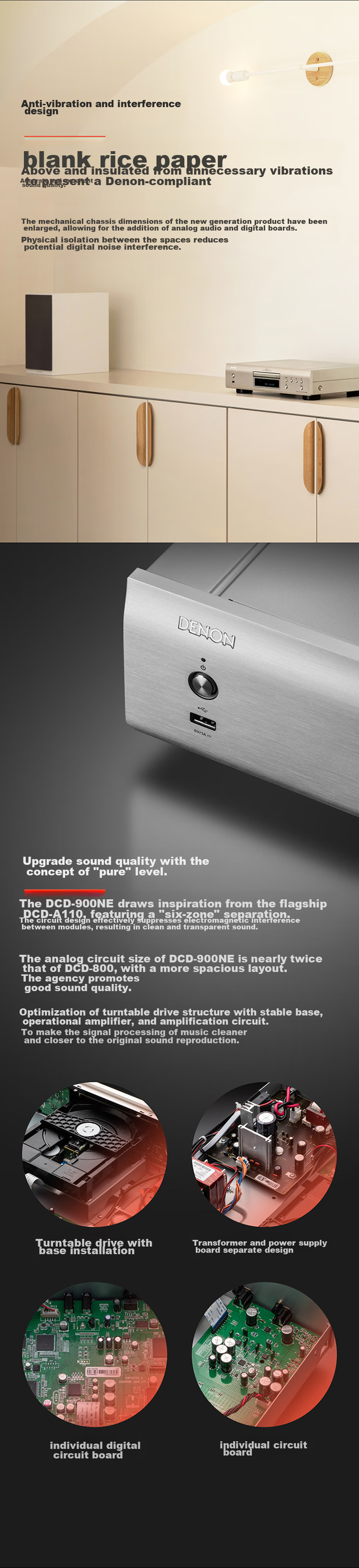 DENON DCD-900NE Home Theater HiFi Player, Hi-Res Lossless Music CD Player, DSD Decoding, Supports CD/USB Playback, Silver 4