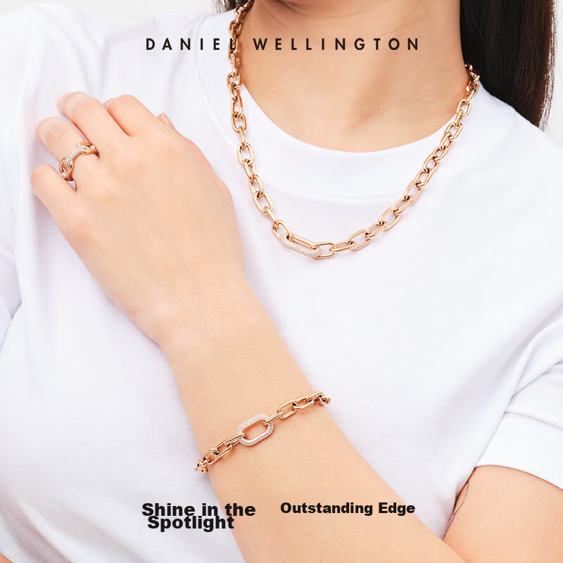 DanielWellington DW Necklace for Women, Starry Rose Gold Shining Zirconium Collarbone Chain DW571 Birthday Gift for Girls