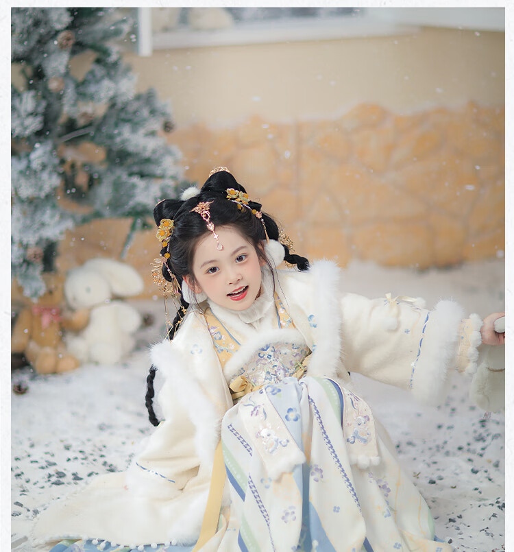 Qibo Hanfu Girls' Autumn And Winter 2025 New Style Children's Chinese-Style Thick Dress, Girl Dream (Draping Only), Size 120 10