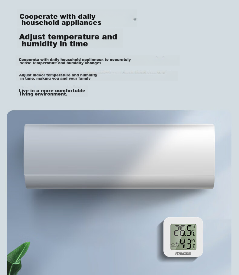 Muboshi Indoor Thermometer Hygrometer High Precision Smart Digital Hygrometer with Clock for Home Wall-Mounted Or Freestanding Use 4